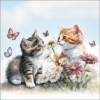 Kittens in flower field papírszalvéta 33x33cm, 20db-os