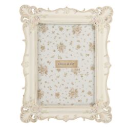 Antikolt fehér, virágos képkeret