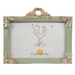 Zöld-arany színű sarokdíszes, koszorús képkeret