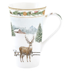 Karácsonyi óriás porcelán bögre White Forest