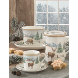 Karácsonyi porcelán mélytányér White Forest