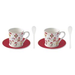 Karácsonyi porcelán eszpresszó kávé csésze szett - 100ml - Christmas Friends Dogs