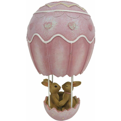Húsvéti dekoráció - Nyuszipár rózsaszín hőlégballonban