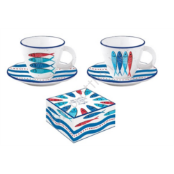 Porcelán eszpresszós csésze és alj - 120ml - Sardine's Party