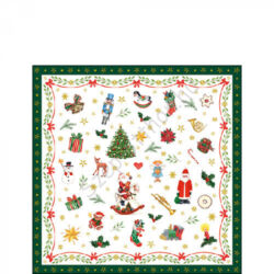 Ornaments All Over green papírszalvéta 25x25cm, 20 db-os