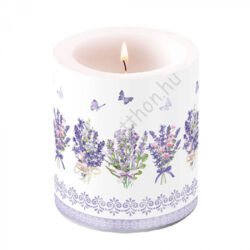 Levendula virágos átvilágítós gyertya 10x10cm Lovely lavender
