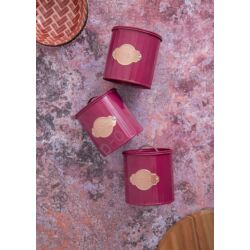 Tea Kávé Cukor tárolódoboz szett - Burgundi