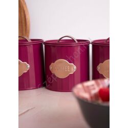 Tea Kávé Cukor tárolódoboz szett - Burgundi