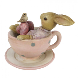 Nyuszi csészében madárkával - Húsvéti dekoráció