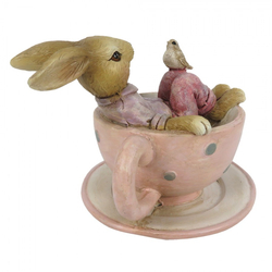 Nyuszi csészében madárkával - Húsvéti dekoráció