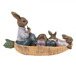 Húsvéti dekoráció - Répa alakú csónakban evező nyuszipapa gyerekekkel