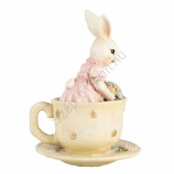 Húsvéti dekoráció - Rózsaszín ruhás nyuszi csészében