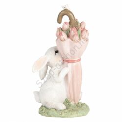 Húsvéti dekoráció - Fehér nyuszi tulipános esernyővel