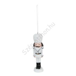 Karácsonyi fehér diótörő dekorációs figura - 13cm