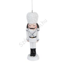 Karácsonyi fehér diótörő dekorációs figura - 13cm