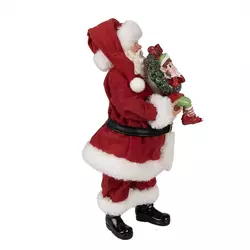 Textilruhás Mikulás manófigurával - Karácsonyi dekoráció - 28cm