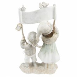 Gyerekek táblával - 14x7x23cm - Karácsonyi dekoráció
