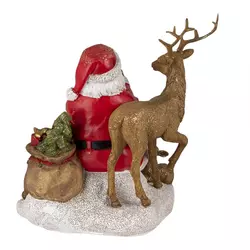 Mikulás szarvassal - 18x13x19cm - Karácsonyi dekoráció