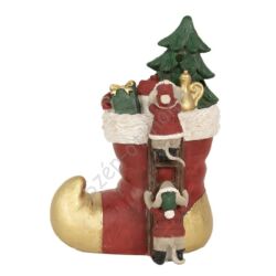 Piros csizma létrán mászó egerekkel, LED-es - Karácsonyi dekoráció