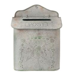 Fém postaláda - rusztikus - virág díszes