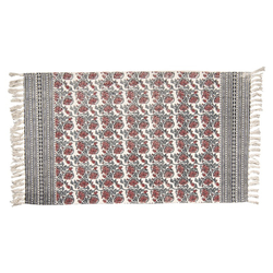 Pamut szőnyeg - 70x120 cm - piros virág mintás