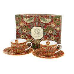 Porcelán eszpresszó  csésze - 110ml - William Morris: Strawberry Thief Red