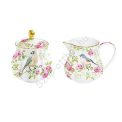 Porcelán tej/citromkiöntő és cukortartó szett - Spring Time