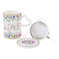 Porcelán szűrős bögre tetővel 350ml Mon Amour