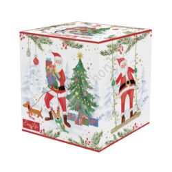 Karácsonyi porcelán bögre fém szűrővel - 350ml - Joyful Santa