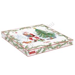 Karácsonyi porcelán tortatál lapáttal - 32cm - Joyful Santa
