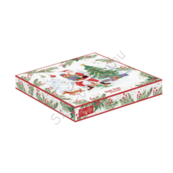 Karácsonyi mintás porcelán fenyőfa alakú tálca - Joyful Santa