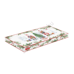 Karácsonyi mintás porcelán tálca - 37x14cm - Joyful Santa