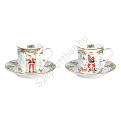 Karácsonyi porcelán eszpresszó kávé csésze szett - 75ml - Joyful Santa