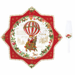 Porcelán tortatál lapáttal - 32cm - Christmas Memories