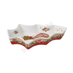 Porcelán fenyő alakú tál - 21,5x28,5cm - Christmas Memories