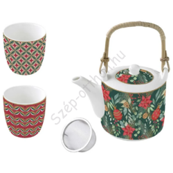 Porcelán teáskanna porcelán pohárral - Christmas Joy