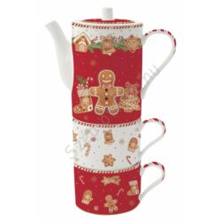 Porcelán bögre szett teáskannával - 240ml - Fancy Gingerbread