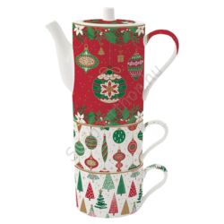 Karácsonyi porcelán bögre szett teáskannával - Jingle Bells