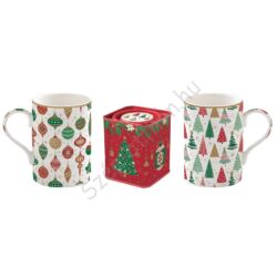 Karácsonyi porcelán bögre szett ajándék fémdobozzal Jingle Bells