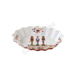 Karácsonyi mintás Porcelán ovális tálca - Vintage Nutcracker