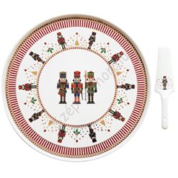 Porcelán tortatál lapáttal - Ø 32 cm - Nutcracker