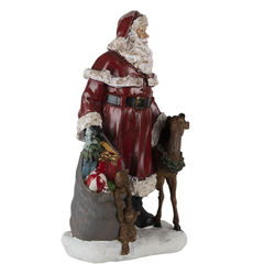 Karácsonyi dekorációs figura - Télapó őzikével - 29cm