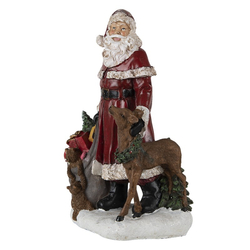 Karácsonyi dekorációs figura - Télapó őzikével - 29cm