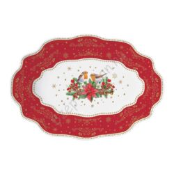 Karácsonyi porcelán ovális tál - Christmas Melody