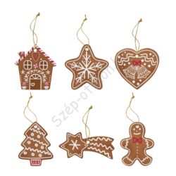 Mézeskalács Karácsonyi mintás porcelán díszek - Gingerbread