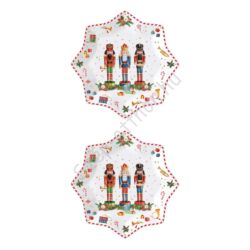 Karácsonyi mintás Porcelán desszertes tányér szett - Vintage Nutcrackers