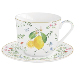 Porcelán reggeliző csésze szett - 370ml - Fleur et Citrons