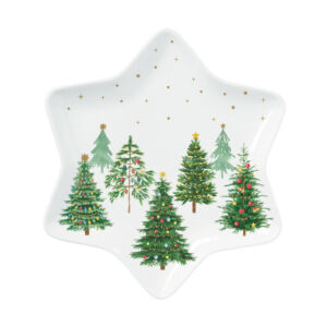 Porcelán csillag forma tálca - 22,5cm - Festive Trees