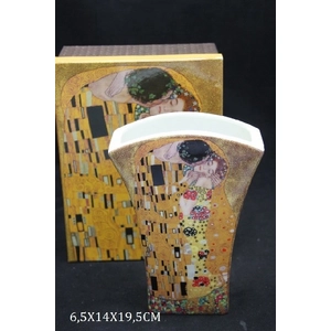 P.P.W3A46-08771 Porcelán váza 14x19,5cm Klimt:The Kiss