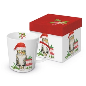 Porcelán bögre 0,35l, dobozban, Christmas Kitty
